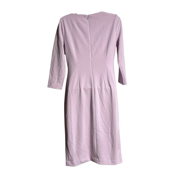 Calvin Klein Lilac Asymmetrical Neck Dress Womens 4 3/4 sleeve Bottom Slit - Picture 2 of 8